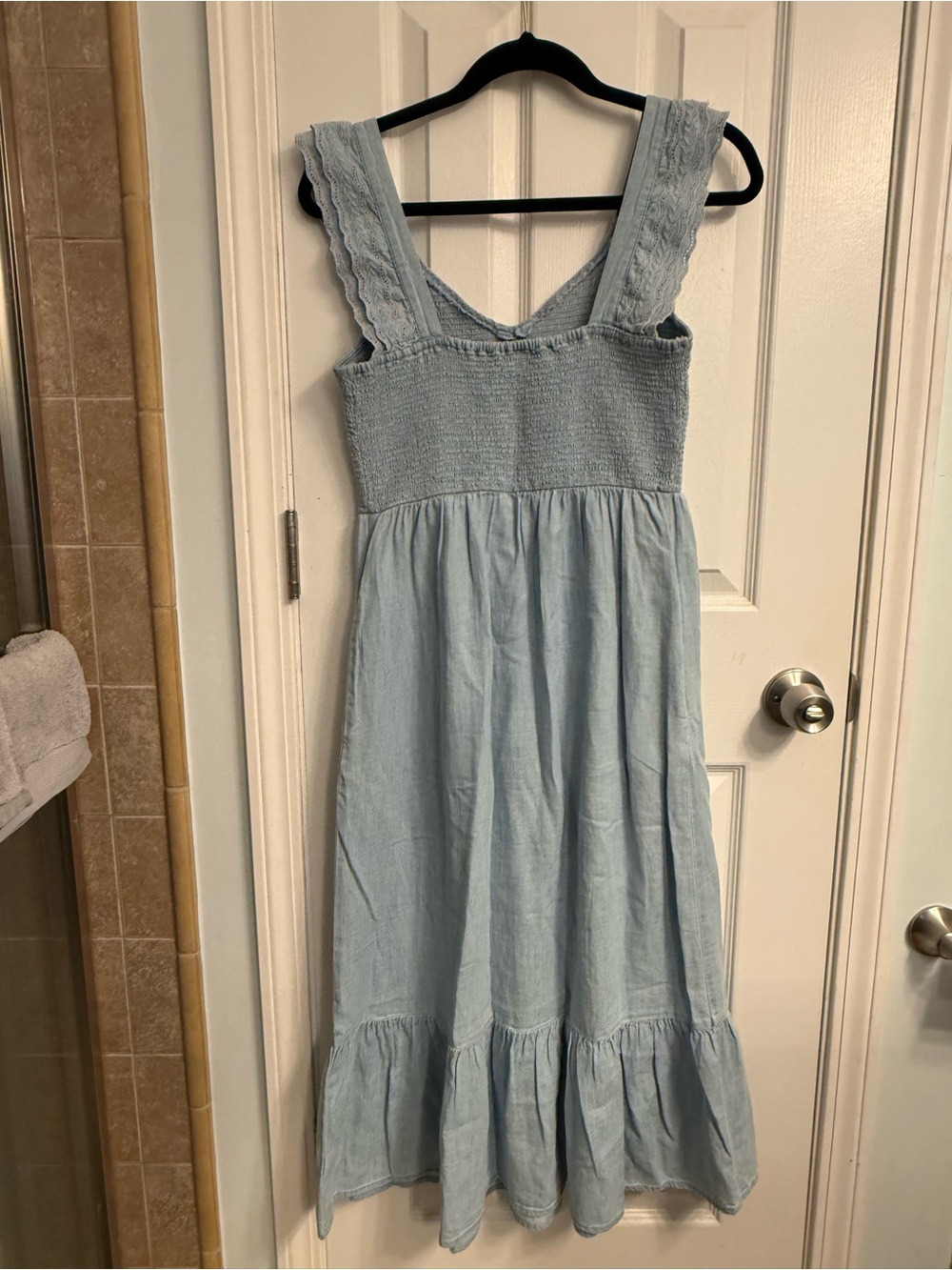 Old Navy Light Blue Smocked Bodice Sundress with Ruffle Hem - Picture 2 of 4